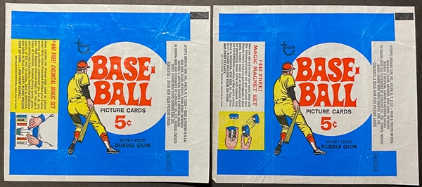 Lot of (3) 1968 and (2) 1969 Topps Baseball Wax Pack Wrappers