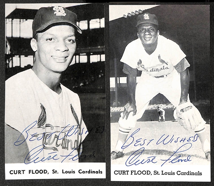 Lot of (5) St. Louis Cardinals Signed 1962-1963 Photo Cards - (3) Musial and (2) Flood - JSA Auction Letter