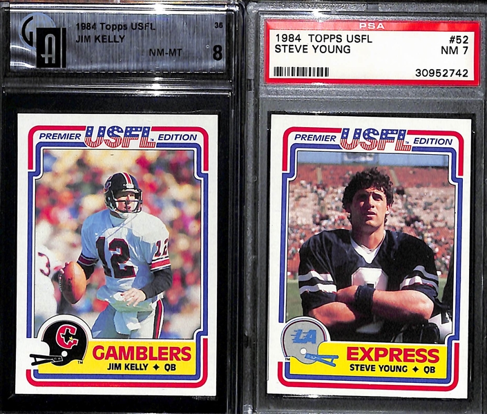 Jim Kelly & Steve Young Graded USFL Rookie Cards