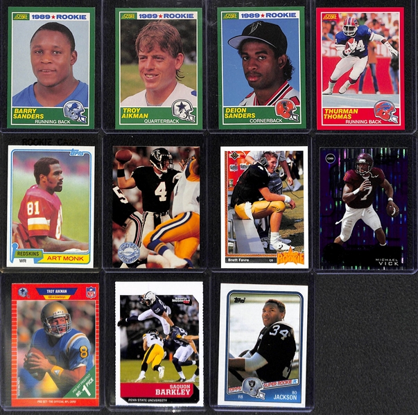Lot of 11 Football Rookie Cards w. Barry Sanders 1989 Score
