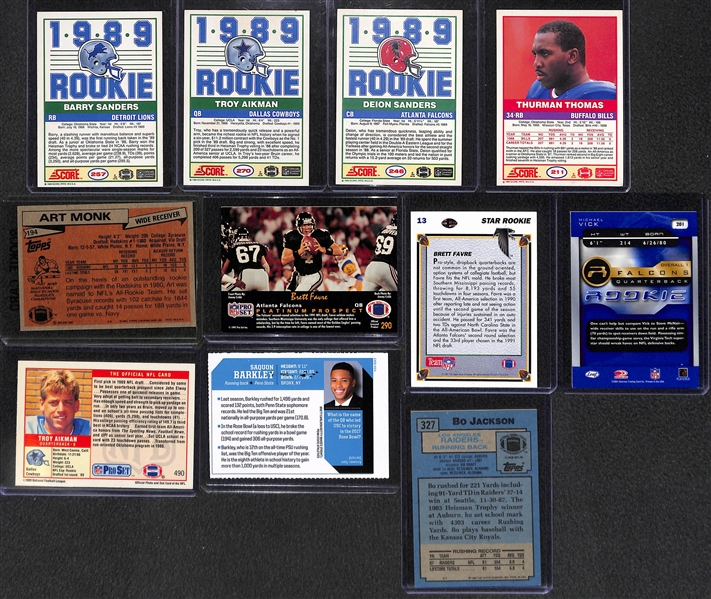 Lot of 11 Football Rookie Cards w. Barry Sanders 1989 Score