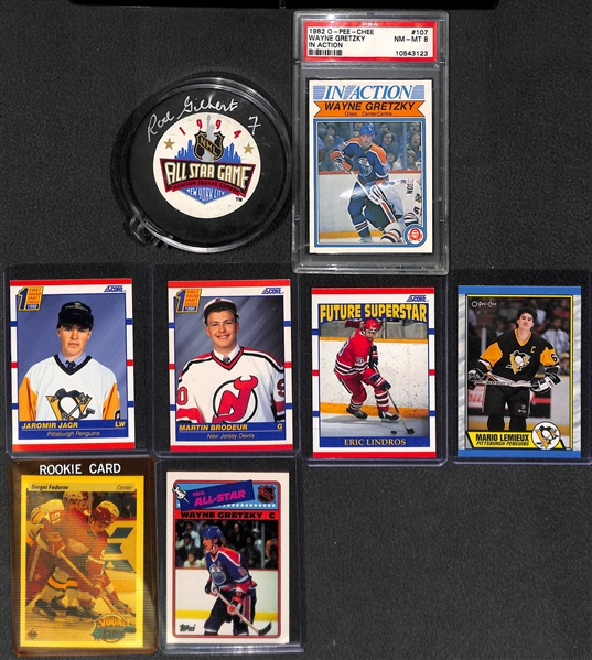 Hockey Cards & Autographs Lot w. Rod Gilbert