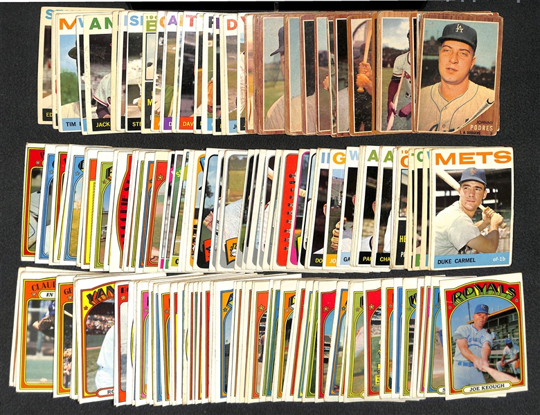 Lot of 180 Assorted Topps Baseball Cards 1962-1972