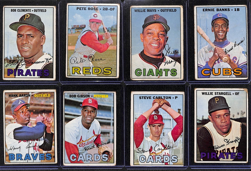 Lot of 350 1967 Topps Baseball Cards w. Clemente & Rose