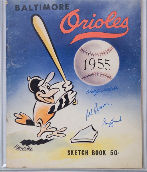 Lot of 5 Signed Orioles 1950s Programs/Scorecards w. Kell & Williams