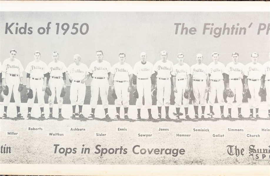 1950 Philadelphia Bulletin Wiz Kids 9.5x35 Team Photo w. Original Packaging