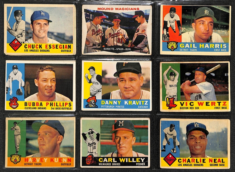 Lot of 200 Assorted 1960 Topps Baseball Cards w. Mickey Mantle