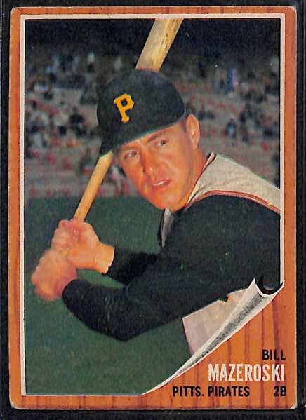 Lot of 200+ Assorted 1962 Topps Baseball Cards w. Bill Mazeroski