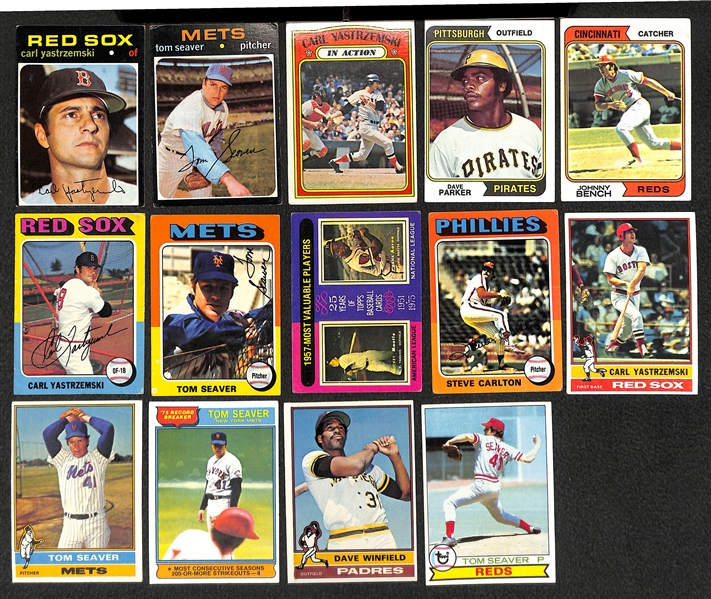 Lot of 1200+ Assorted 1970-1979 Topps Baseball Cards w. 1971 Carl Yaztrzemski