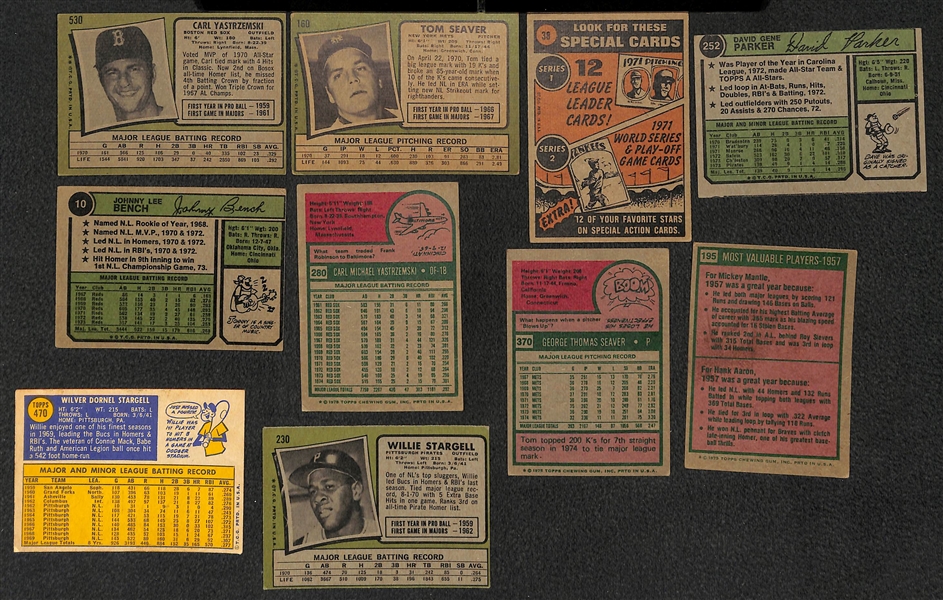 Lot of 1200+ Assorted 1970-1979 Topps Baseball Cards w. 1971 Carl Yaztrzemski
