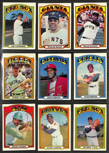 Lot of 400+ 1972 Topps Baseball Cards w. Willie Mays