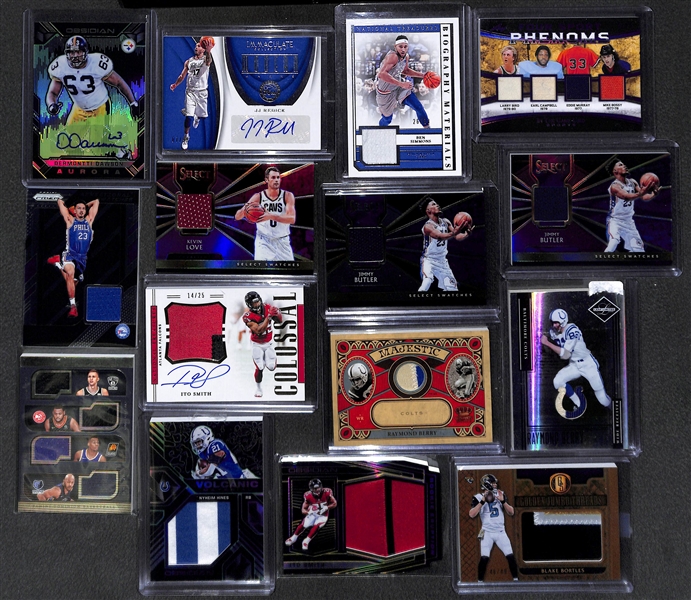 Lot of 15 Football & Basketball Autograph & Relic Cards w. Ben Simmons