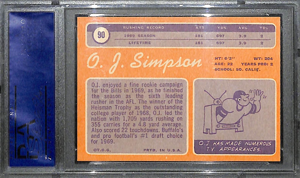 1970 Topps #90 O.J. Simpson Rookie Card PSA 7