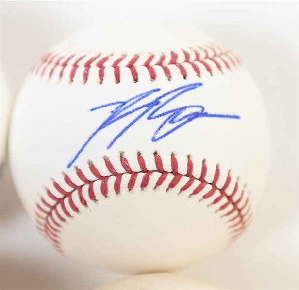 Lot of 4 Stars Signed Official MLB Baseballs w. Merrifield & Braun - JSA Auction Letter