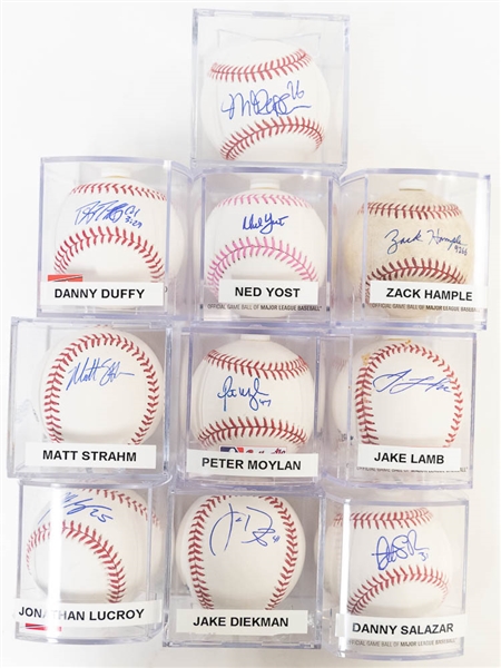 Lot of 10 Signed Official MLB Baseballs w. Ned Yost & Danny Duffy - JSA Auction Letter