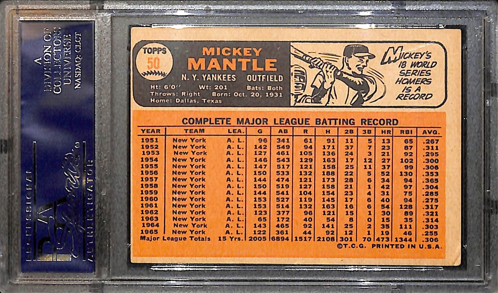 1966 Topps #50 Mickey Mantle Card PSA 4