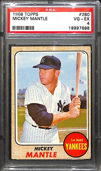 1968 Topps #280 Mickey Mantle Card PSA 4
