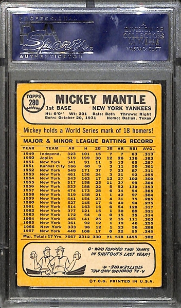 1968 Topps #280 Mickey Mantle Card PSA 4