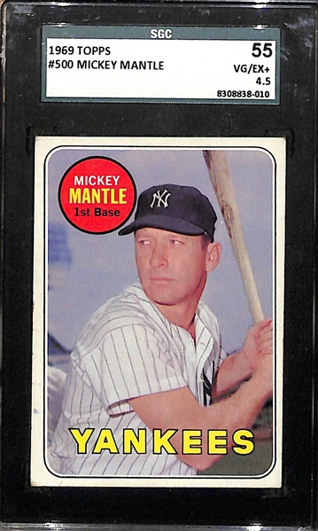 1969 Topps #500 Mickey Mantle Card SGC 4.5