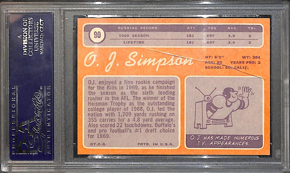1970 Topps #90 OJ Simpson Rookie Card PSA 7 (Cracked Case)