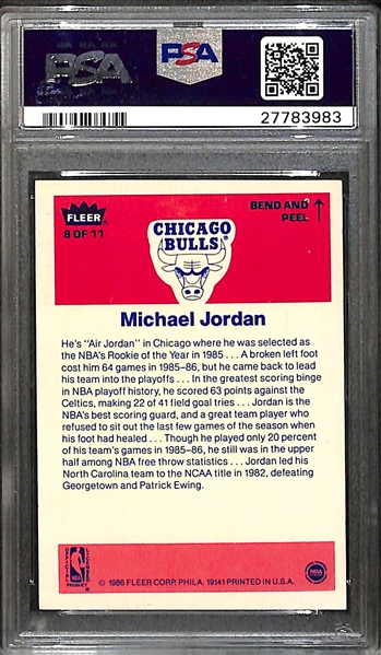 1986 Fleer #8 Michael Jordan Sticker Rookie Card PSA 8