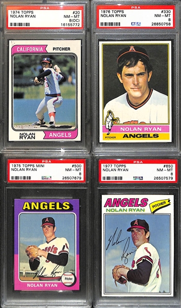 Lot of 4 Nolan Ryan PSA Graded Cards 1974-1977