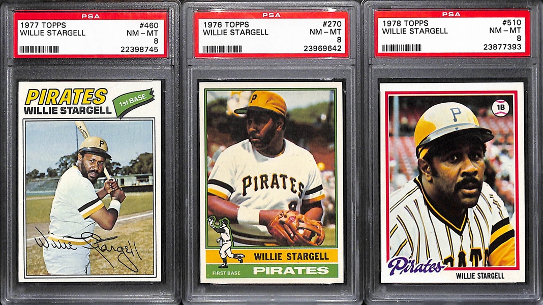 Lot of 6 Willie Stargell PSA 8 Graded Cards 1973-1978