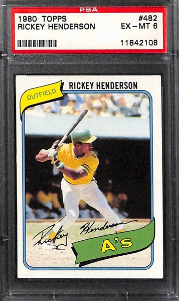 Lot of 2 Rickey Henderson 1980 Topps PSA Graded Rookie Cards - PSA 8 & 6