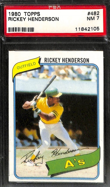 Lot of 3 Rickey Henderson 1980 Topps PSA 7 Graded Rookie Cards
