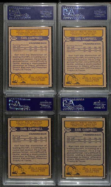 Lot of 4 Earl Campbell 1979 Topps PSA Graded Rookie Cards w. PSA 9(OC)