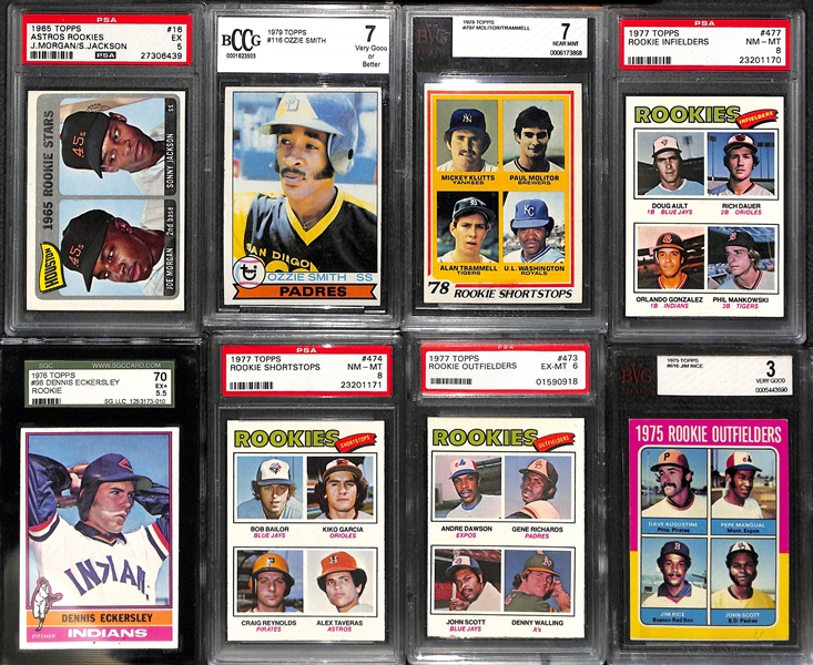 Lot of 8 Baseball Stars Graded Rookie Cards w. Joe Morgan & Ozzie Smith