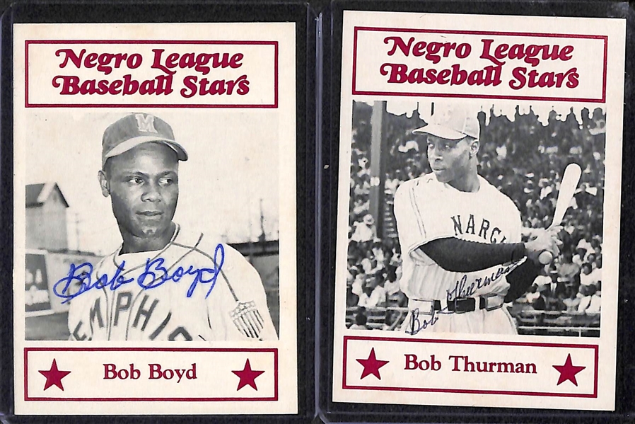 Lot of (6) Signed Negro League Cards w/ (2) Judy Johnson, Buck Leonard, Bob Thurman, Scantlebury, & Boyd - JSA Auction Letter
