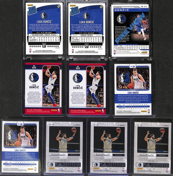 Lot of 10 Luka Doncic Rookie Card w. Donruss Optic Pink Hyper & Shock