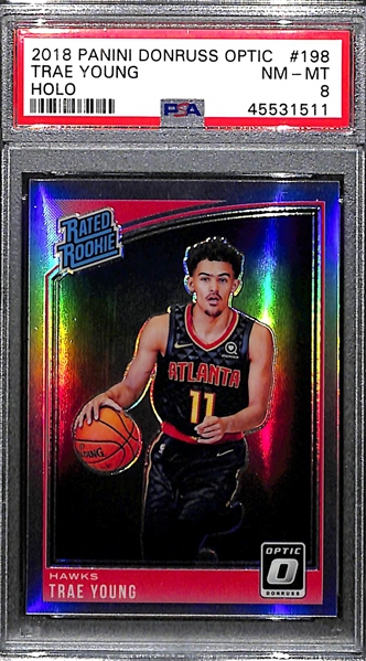 2018-19 Donruss Optic Trae Young Silver Holo Rookie Card PSA 8