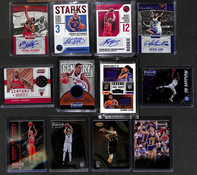Lot of 12 Basketball Autograph/Relic/Low-Numbered Cards w. Dikembe Mutombo