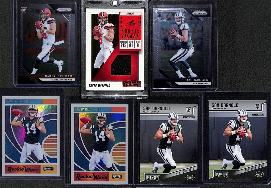 Lot of 19 Baker Mayfield & Sam Darnold Rookie & Jersey Cards