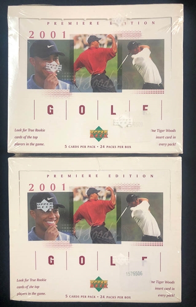 Lot of 2 2001 Upper Deck Golf Sealed Boxes - Tiger Woods Rookie Year
