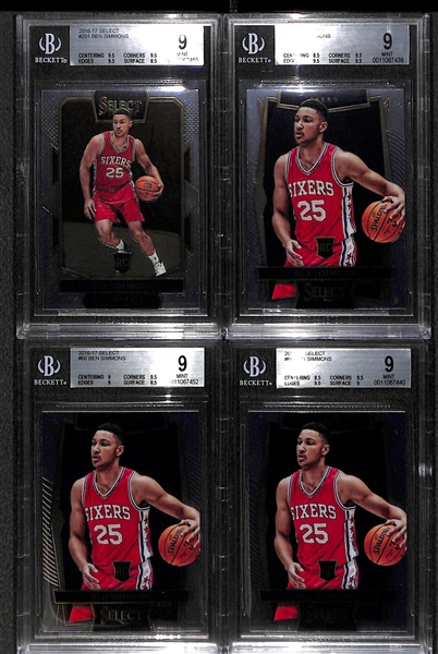 Lot of 4 Ben Simmons BGS 9 Graded Rookie Cards