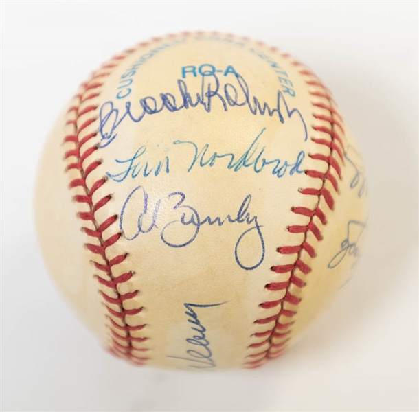 1974 Orioles Partial Team Signed Baseball (10 Signatures) w/ Weaver, B. Robinson, Blair, B. Powell, and 6 More! - JSA Auction Letter