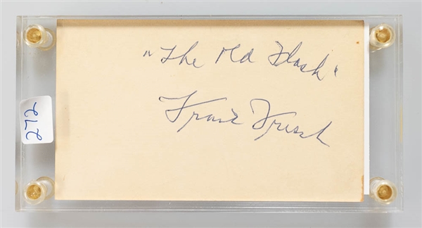 Frank Frisch Signed & Inscribed Index Card - JSA