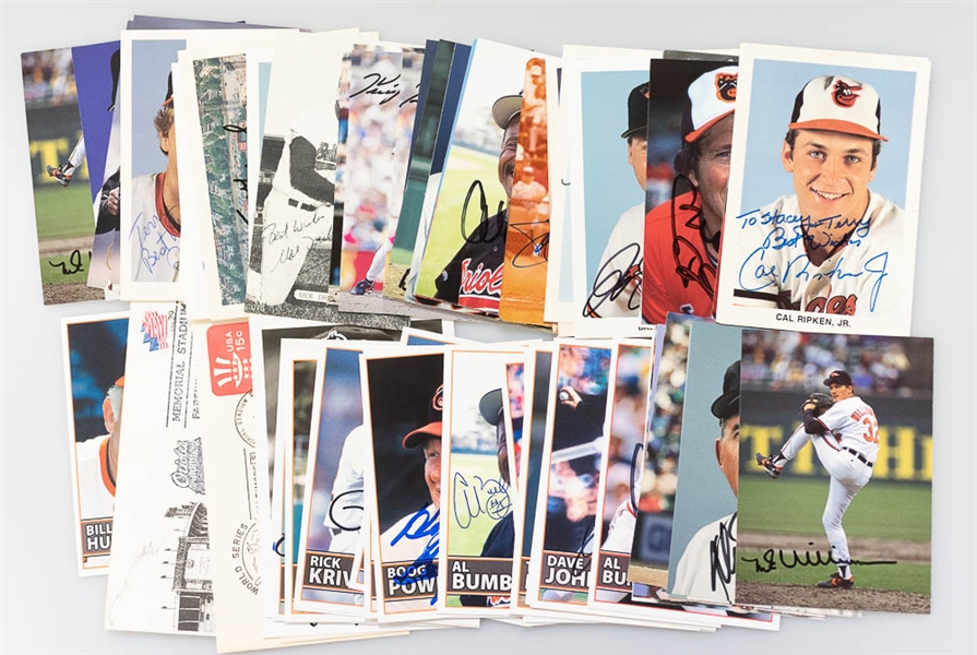 Lot of 83 Orioles Signed Mini Photos & First Day Covers w. Cal Ripken Jr & Brooks Robinson - JSA Auction Letter