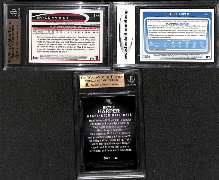 Lot of 3 Bryce Harper Graded Rookie Cards w. Topps Chrome Refractor