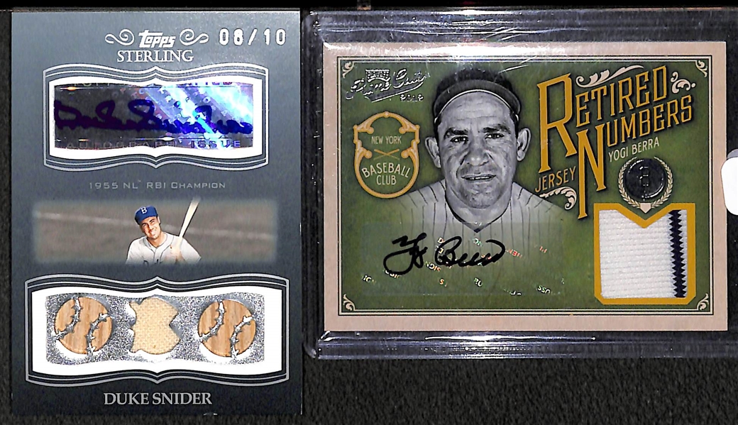 Duke Snider & Yogi Berra Autograph Relic Cards