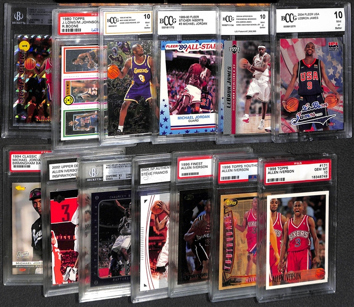 Lot of 13 Graded Basketball Cards w. Michael Jordan & LeBron James Rookie