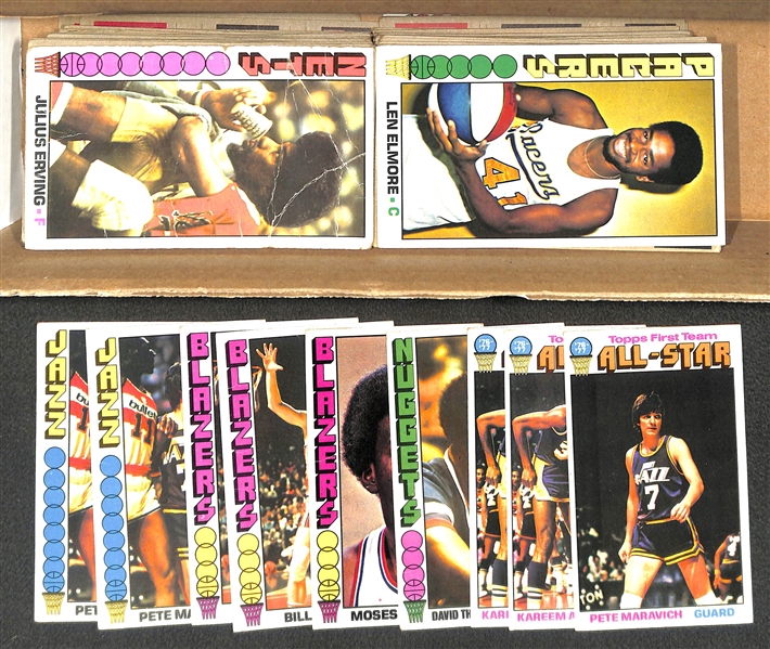 Lot of 180 1976-77 Assorted Topps Basketball Cards w. Pete Maravich x2