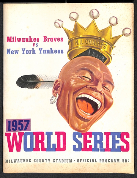 1957 World Series Program - Braves VS Yankees (Pencil Markings On Scorecard)