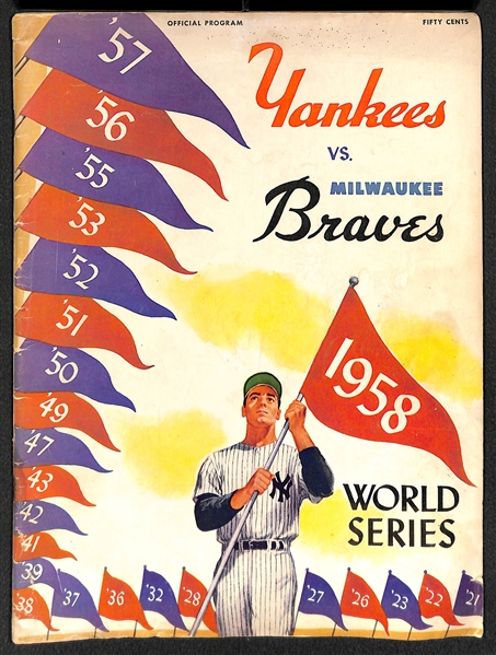 1958 World Series Program -  Braves VS Yankees (Pencil Markings On Scorecard)