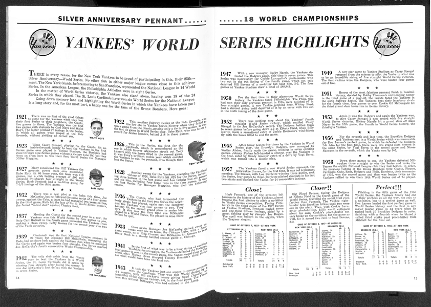 1960 World Series Program - Yankees VS Pirates (Marked In Pen On Scorecard)