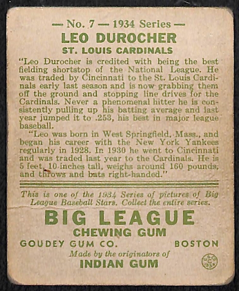 1933 Goudey Leo Durocher (GD) #7