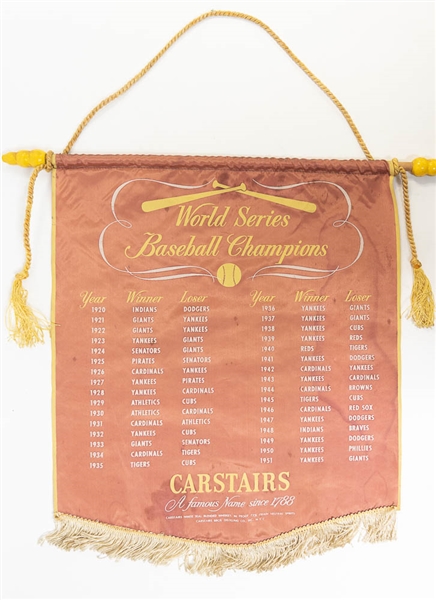1952 Carstairs World Series Champions Banner